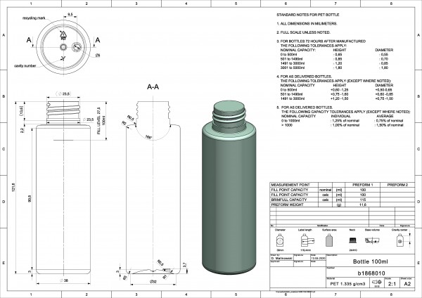 Butelka PET okrągła 100 ml