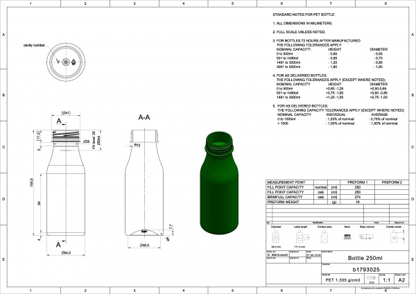 Runde PET-Flasche 250ml