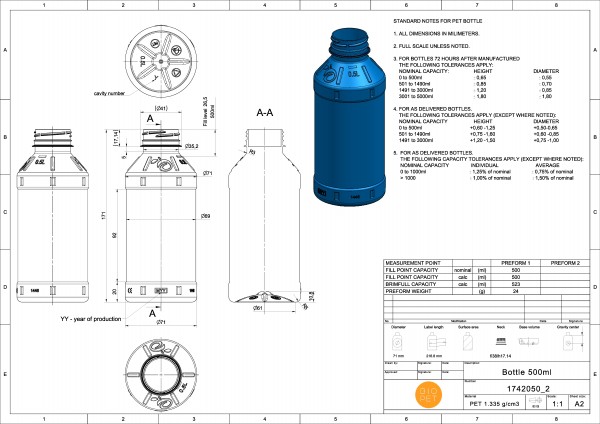 Butelka PET okrągła tłoczona 500 ml